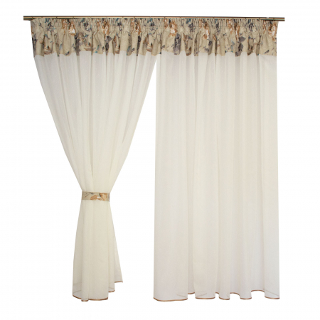 Perdea Velaria voal unt cu imprimeu floral, 445x160 cm [1]