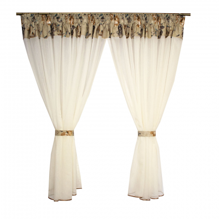 Perdea Velaria voal unt cu imprimeu floral, 445x160 cm [0]