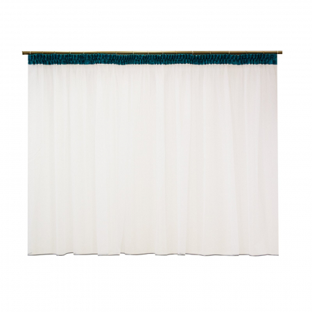 Perdele bucatarie - Perdea Velaria alba cu turcoaz, 370x165 cm