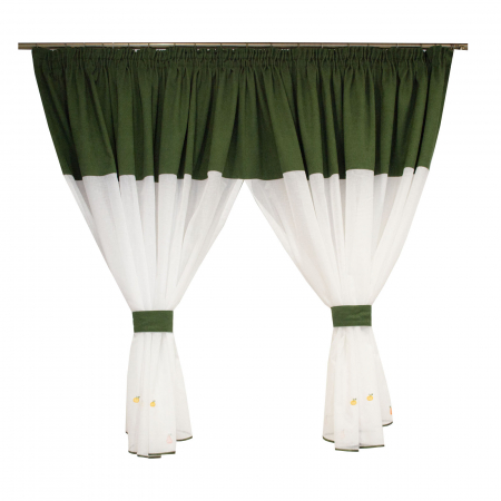 Perdele bucatarie - Perdea Velaria alba cu verde