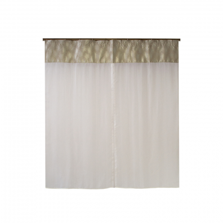 Perdea Velaria alba de bucatarie cu tafta argintie, 160x165 cm [1]
