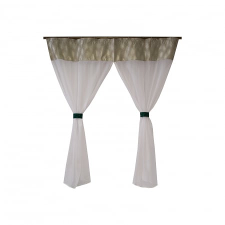 Perdele bucatarie - Perdea Velaria alba de bucatarie cu tafta argintie, 160x165 cm