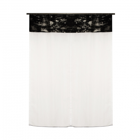 Perdele bucatarie - Perdea Velaria bamboo alb si suet negru, 140x175 cm