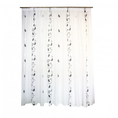Perdele la oferta - Perdea Velaria alba cu imprimeu negru, 440x250 cm