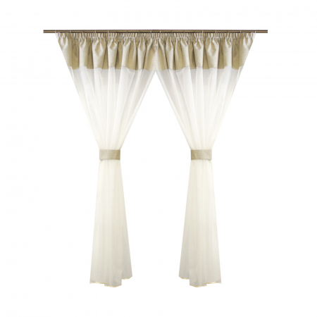 Perdele bucatarie - Perdea Velaria bamboo ivoire si tafta bej, 380x170 cm