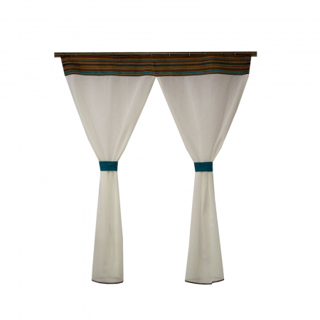 Perdele bucatarie - Perdea Velaria in ivoire cu linii, 135x160 cm