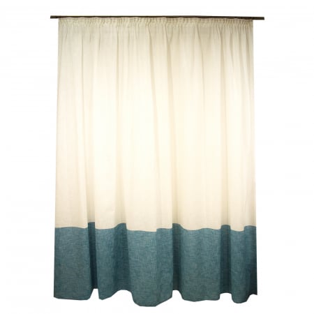 Perdele la oferta - Perdea Velaria in alb cu banda turcoaz, 290x250 cm