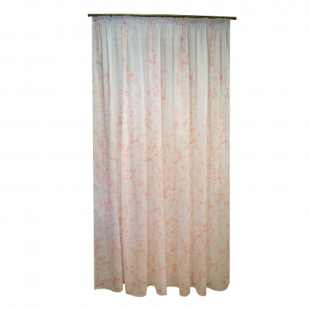 Perdele moderne - Perdea Velaria Bioparc alb cu flori roz, 300x245 cm