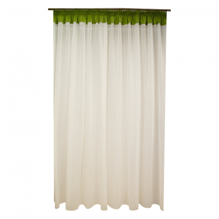 Perdele moderne - Perdea Velaria batist unt cu bata verde, 390x230 cm
