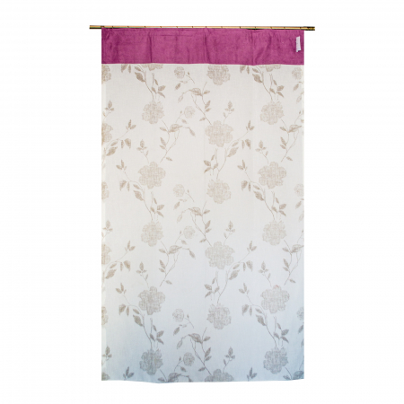 Perdele la oferta - Perdea Velaria inisor alb cu flori gri, 110x180 cm