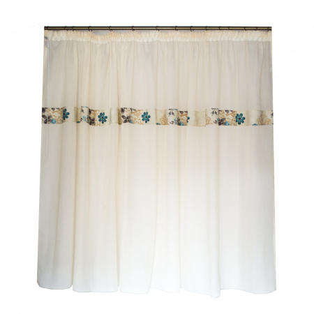 Perdele bucatarie - Perdea Velaria in ivoire cu flori, 420x155 cm