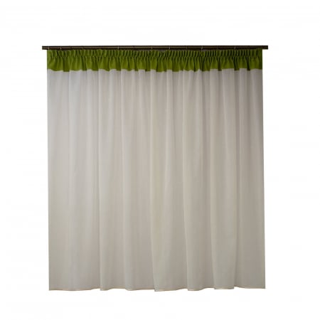 Perdele moderne - Perdea Velaria sable ivoire si banda verde, 310x155 cm