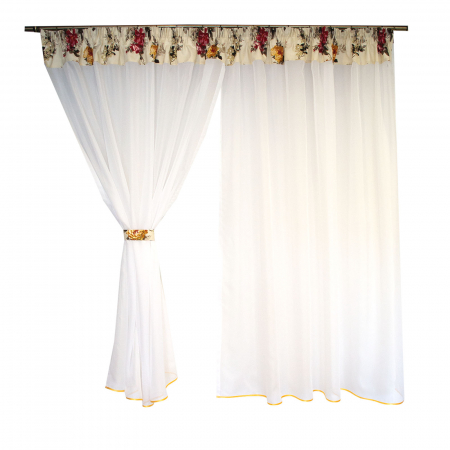 Perdea Velaria alba cu imprimeu floral, 235x160 cm [3]
