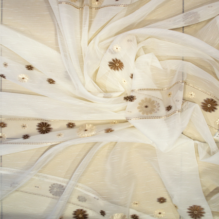 Perdea Velaria crem cu flori maro, 300x245 cm [1]