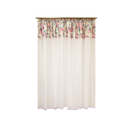 Perdea Velaria voal alb si banda flori, 380x180 cm [1]
