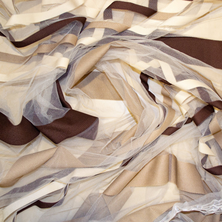 Perdea Velaria tiul cu dungi maro, 290x260 cm [1]