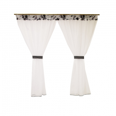Perdele bucatarie - Perdea Velaria alba cu flori, 240x175 cm