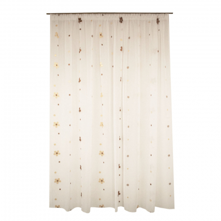 Perdele balcon - Perdea Velaria daisy alba cu flori wenge