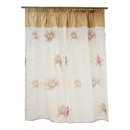 Perdea Velaria de bucatarie flori pictate maro, 150 x 155 cm [1]