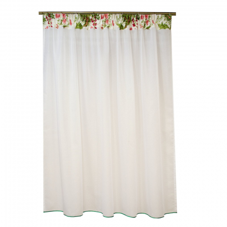 Perdele - Perdea Velaria de bucatarie alba cu fluturi caramizii, 185x165 cm