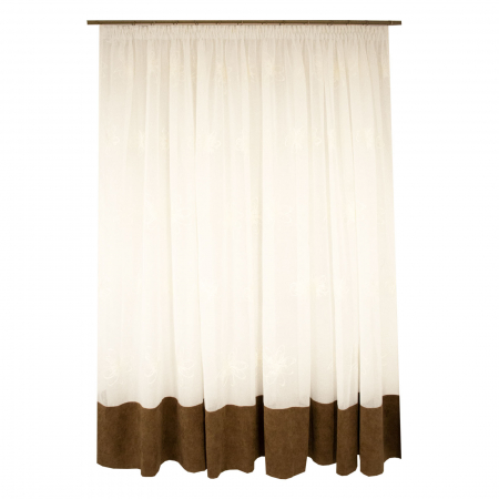 Perdele bucatarie - Perdea Velaria de bucatarie, alba cu flori brodate, 380x215 cm