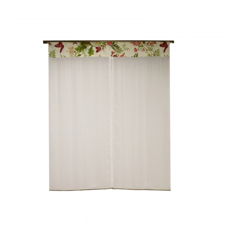 Perdea Velaria de bucatarie voal alb  cu in flori, 145x165 cm [1]