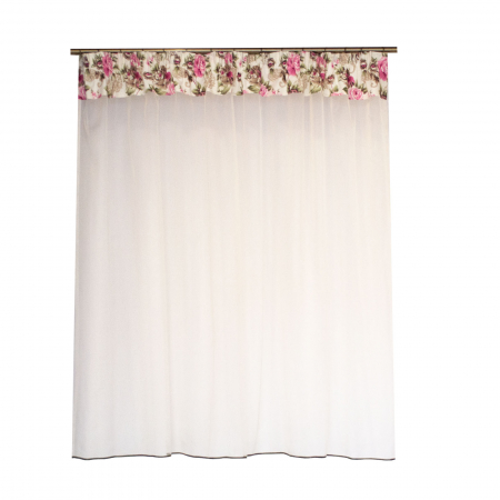 Perdele bucatarie - Perdea Velaria de bucatarie ivoire cu flori, 215x155 cm