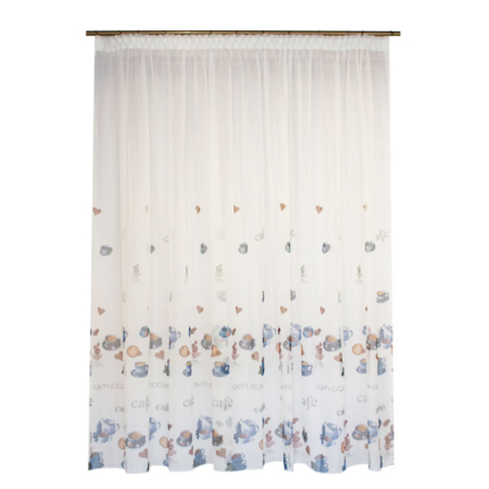 Perdele bucatarie - Perdea Velaria de bucatarie cu cesti de cafea, 115x200 cm