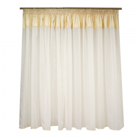 Perdele bucatarie - Perdea Velaria de bucatarie ivoire cu dungi crem, 370x155 cm