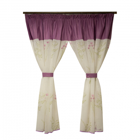 Perdele - Perdea Velaria de bucatarie cu imprimeu lavanda, 220x145 cm