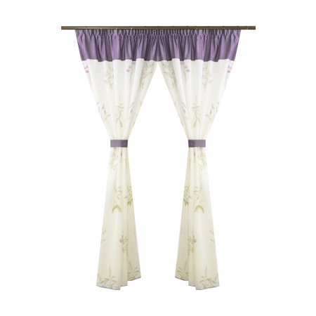 Perdele bucatarie - Perdea Velaria de bucatarie cu imprimeu lavanda, 145x175 cm