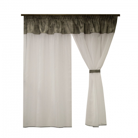 Perdea Velaria in alb lucios si tafta gri, 185x165 cm [3]