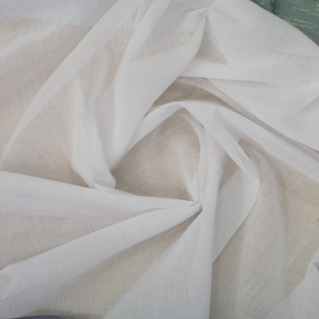 Perdea Velaria de bucatarie din in alb cu jacard turcoaz, 350x165 cm [2]