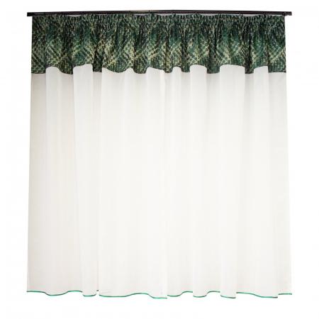 Perdea Velaria de bucatarie alba cu imprimeu verde, 300x150 cm [2]