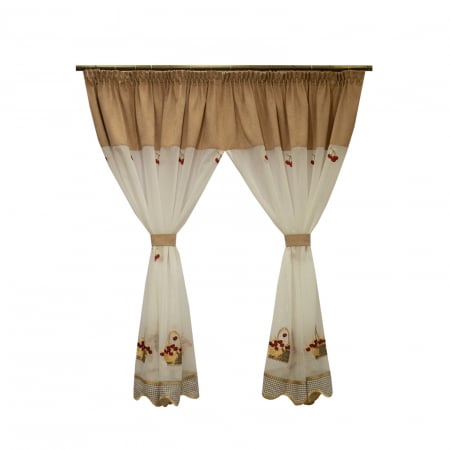 Perdele bucatarie - Perdea Velaria de bucatarie cu cirese, 300x160 cm