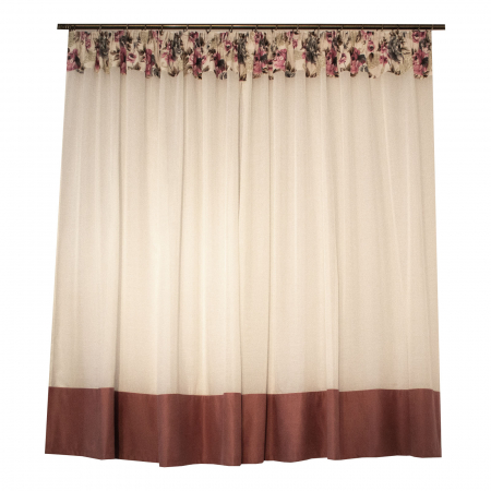 Perdea Velaria de bucatarie in cu bata florala si bordura roz, 310x155 cm [1]