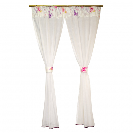 Perdele bucatarie - Perdea Velaria de bucatarie alba cu esarfe, 160x160 cm