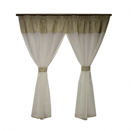 Perdele bucatarie - Perdea Velaria de bucatarie ivoire cu tafta bej, 220x150 cm