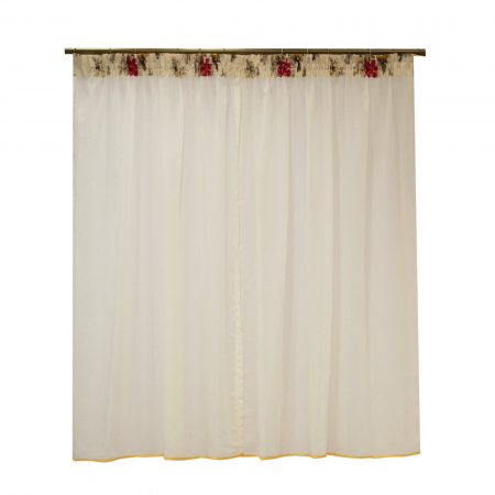 Perdele bucatarie - Perdea Velaria de bucatarie ivory cu flori, 260x155 cm