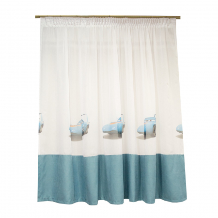 Perdele - Perdea Velaria voal alb cu masinute albastre, 230x150 cm