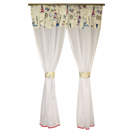 Perdele bucatarie - Perdea Velaria de bucatarie navigator, cu esarfe 150x155 cm