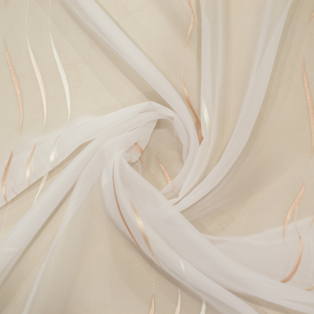 Perdea Velaria de bucatarie voal alb cu imprimeu geometric, 160 x 155 cm [1]