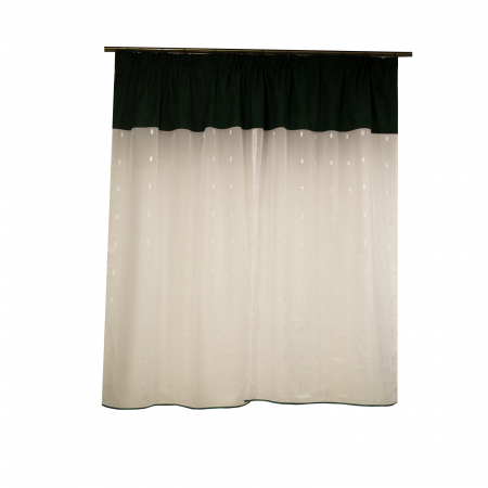 Perdea Velaria de bucatarie voal alb cu imprimeu geometric, 190x175 cm [2]