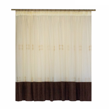 Produse - Perdea Velaria de bucatarie voal crem cu model geometric brodat, 340x145 cm