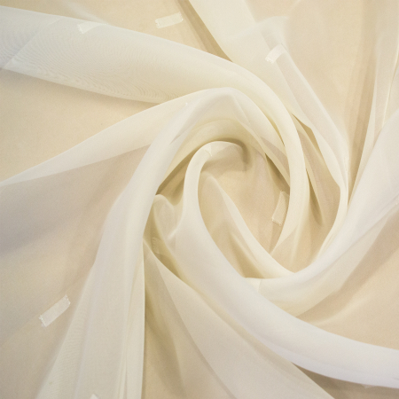 Perdea Velaria de bucatarie voal ivoire cu model geometric, 170x150 cm [1]