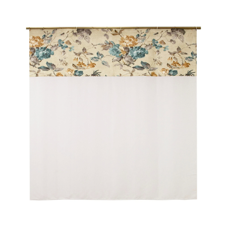 Produse - Perdea Velaria din in alb cu flori, 115x160