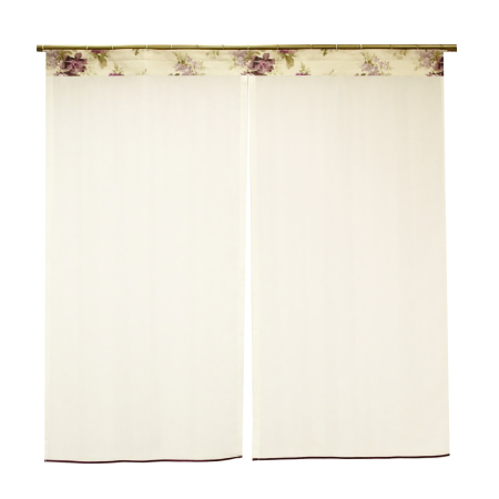 Perdea Velaria din in ivoire cu flori lila, 135x155 cm [2]