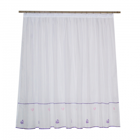 Perdele moderne - Perdea Velaria voal cu flori mov, 400x185 cm