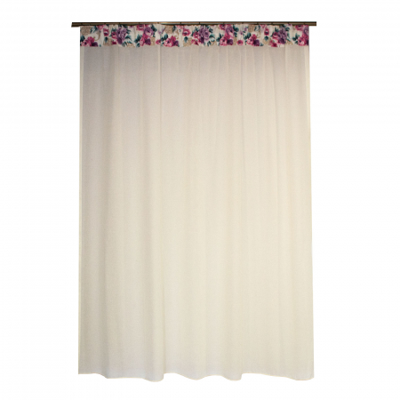 Perdele bucatarie - Perdea Velaria in ivoire cu flori, 175x185 cm