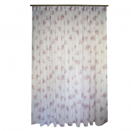 Perdele la oferta - Perdea Velaria in alb cu trandafiri, 380x250 cm